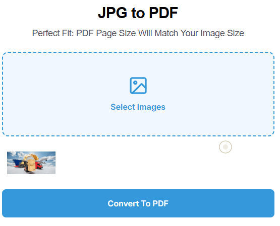 Box PDF JPG to PDF tool interface showing the upload area, image previews, and convert button